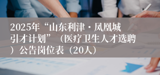 2025年“山东利津・凤凰城引才计划”（医疗卫生人才选聘）公告岗位表（20人）
