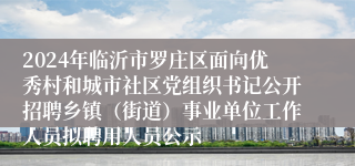 2024年临沂市罗庄区面向优秀村和城市社区党组织书记公开招聘乡镇（街道）事业单位工作人员拟聘用人员公示