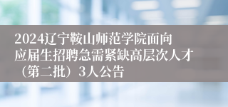 2024辽宁鞍山师范学院面向应届生招聘急需紧缺高层次人才（第二批）3人公告
