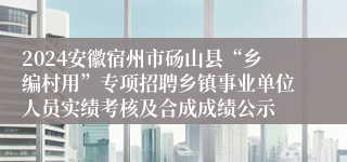 2024安徽宿州市砀山县“乡编村用”专项招聘乡镇事业单位人员实绩考核及合成成绩公示