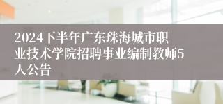 2024下半年广东珠海城市职业技术学院招聘事业编制教师5人公告