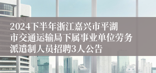 2024下半年浙江嘉兴市平湖市交通运输局下属事业单位劳务派遣制人员招聘3人公告