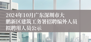 2024年10月广东深圳市大鹏新区建筑工务署招聘编外人员拟聘用人员公示