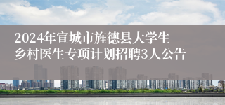 2024年宣城市旌德县大学生乡村医生专项计划招聘3人公告