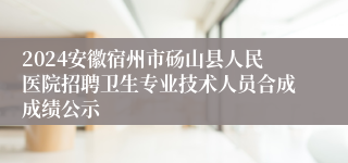 2024安徽宿州市砀山县人民医院招聘卫生专业技术人员合成成绩公示