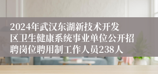 2024年武汉东湖新技术开发区卫生健康系统事业单位公开招聘岗位聘用制工作人员238人