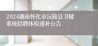2024湖南怀化市沅陵县卫健系统招聘体检递补公告