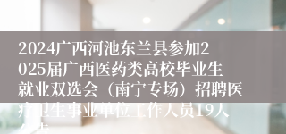 2024广西河池东兰县参加2025届广西医药类高校毕业生就业双选会（南宁专场）招聘医疗卫生事业单位工作人员19人公告
