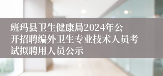 班玛县卫生健康局2024年公开招聘编外卫生专业技术人员考试拟聘用人员公示