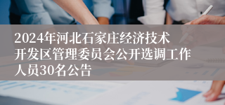 2024年河北石家庄经济技术开发区管理委员会公开选调工作人员30名公告