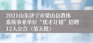 2021山东济宁市梁山县教体系统事业单位“优才计划”招聘12人公告（第五批）