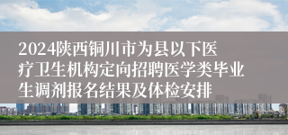 2024陕西铜川市为县以下医疗卫生机构定向招聘医学类毕业生调剂报名结果及体检安排