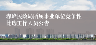 赤峰民政局所属事业单位竞争性比选工作人员公告