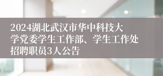2024湖北武汉市华中科技大学党委学生工作部、学生工作处招聘职员3人公告