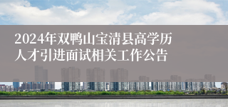 2024年双鸭山宝清县高学历人才引进面试相关工作公告