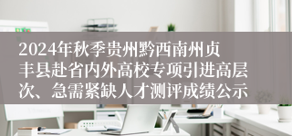 2024年秋季贵州黔西南州贞丰县赴省内外高校专项引进高层次、急需紧缺人才测评成绩公示