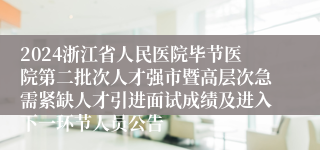 2024浙江省人民医院毕节医院第二批次人才强市暨高层次急需紧缺人才引进面试成绩及进入下一环节人员公告