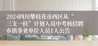 2024四川攀枝花市西区从“三支一扶”计划人员中考核招聘乡镇事业单位人员1人公告