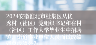 2024安徽淮北市杜集区从优秀村（社区）党组织书记和在村（社区）工作大学毕业生中招聘镇、街道事业单位人员面试成绩暨总成绩公告