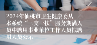 2024年仙桃市卫生健康委从本系统“三支一扶”服务期满人员中聘用事业单位工作人员拟聘用人员公示