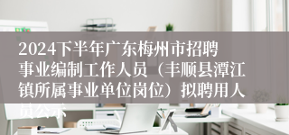 2024下半年广东梅州市招聘事业编制工作人员（丰顺县潭江镇所属事业单位岗位）拟聘用人员公示