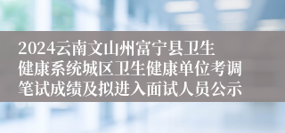 2024云南文山州富宁县卫生健康系统城区卫生健康单位考调笔试成绩及拟进入面试人员公示