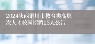 2024陕西铜川市教育类高层次人才校园招聘15人公告