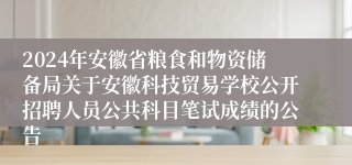 2024年安徽省粮食和物资储备局关于安徽科技贸易学校公开招聘人员公共科目笔试成绩的公告