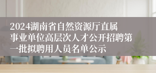 2024湖南省自然资源厅直属事业单位高层次人才公开招聘第一批拟聘用人员名单公示
