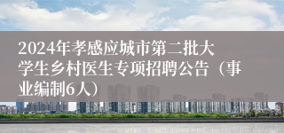 2024年孝感应城市第二批大学生乡村医生专项招聘公告（事业编制6人）