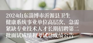 2024山东淄博市沂源县卫生健康系统事业单位高层次、急需紧缺专业技术人才长期招聘第二批面试成绩和考试总成绩公告