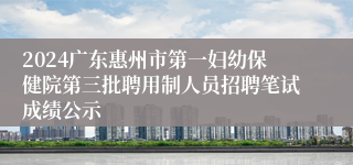 2024广东惠州市第一妇幼保健院第三批聘用制人员招聘笔试成绩公示