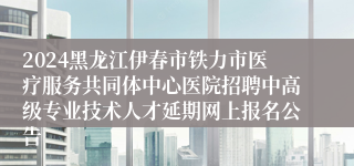 2024黑龙江伊春市铁力市医疗服务共同体中心医院招聘中高级专业技术人才延期网上报名公告