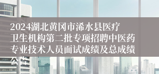 2024湖北黄冈市浠水县医疗卫生机构第二批专项招聘中医药专业技术人员面试成绩及总成绩公告
