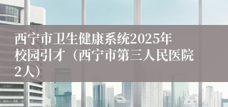 西宁市卫生健康系统2025年校园引才（西宁市第三人民医院2人）