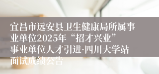 宜昌市远安县卫生健康局所属事业单位2025年“招才兴业”事业单位人才引进·四川大学站面试成绩公告