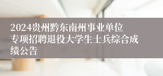 2024贵州黔东南州事业单位专项招聘退役大学生士兵综合成绩公告