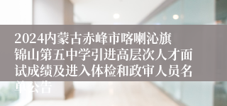 2024内蒙古赤峰市喀喇沁旗锦山第五中学引进高层次人才面试成绩及进入体检和政审人员名单公告