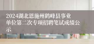 2024湖北恩施州鹤峰县事业单位第二次专项招聘笔试成绩公示