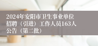 2024年安阳市卫生事业单位招聘（引进）工作人员163人公告（第二批）