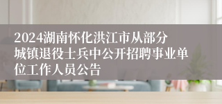 2024湖南怀化洪江市从部分城镇退役士兵中公开招聘事业单位工作人员公告