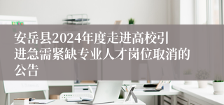 安岳县2024年度走进高校引进急需紧缺专业人才岗位取消的公告