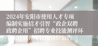 2024年安阳市使用人才专项编制实施招才引智“政企双聘 政聘企用”招聘专业技能测评环节未达到开考比例岗位公告