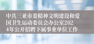 中共三亚市委精神文明建设和爱国卫生运动委员会办公室2024年公开招聘下属事业单位工作人员2人