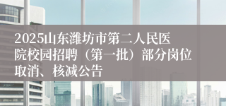 2025山东潍坊市第二人民医院校园招聘（第一批）部分岗位取消、核减公告