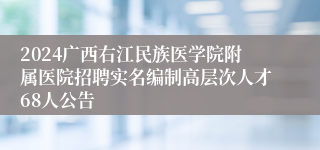 2024广西右江民族医学院附属医院招聘实名编制高层次人才68人公告