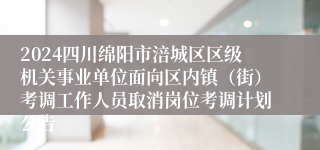 2024四川绵阳市涪城区区级机关事业单位面向区内镇（街）考调工作人员取消岗位考调计划公告