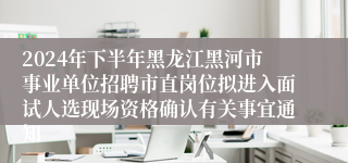2024年下半年黑龙江黑河市事业单位招聘市直岗位拟进入面试人选现场资格确认有关事宜通知