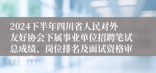 2024下半年四川省人民对外友好协会下属事业单位招聘笔试总成绩、岗位排名及面试资格审查公告