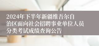2024年下半年新疆维吾尔自治区面向社会招聘事业单位人员分类考试成绩查询公告